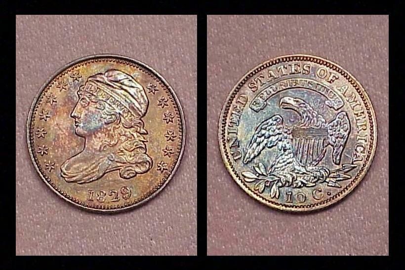 1829 Capped Bust Dime  UNC w/Toning  