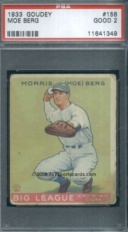 1933 Goudey 158 Moe Berg PSA 2 (1349)  