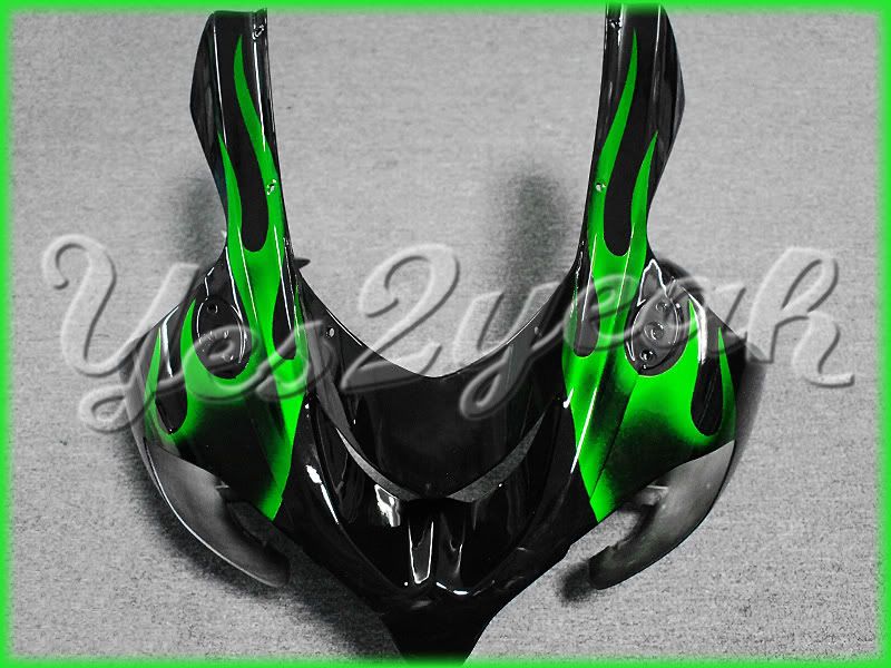 For Kawasaki ZX 10R 04 05 Green Flames Fairing 14W07  