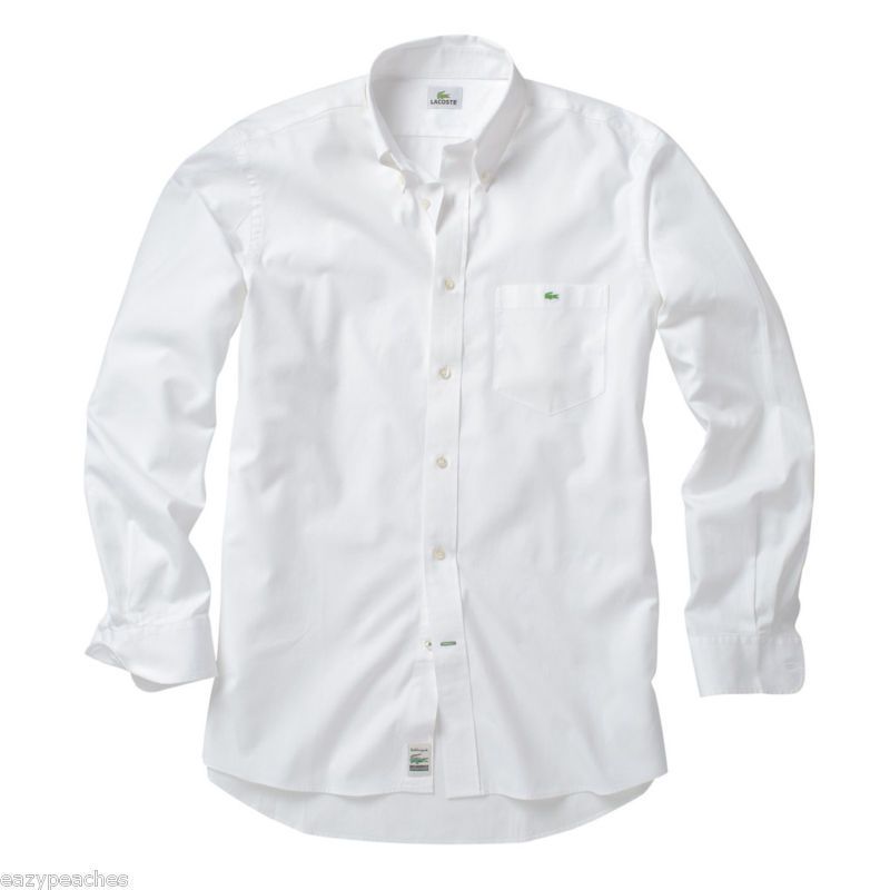 LACOSTE 100% Cotton Mens L/S Washed Oxford Dress Shirt  