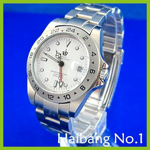 Luxury Mens GMT Dual Time Zone S/Steel Date Automatic Mechnical Wrist 