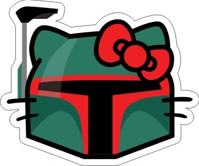 Hello Kitty Boba Fett Sticker 3.5 x 4  