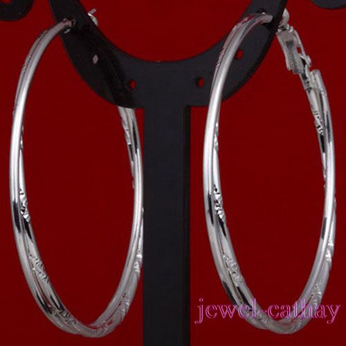 50mm 2pcs Silver Plated Round Twist thin Earring Loop  