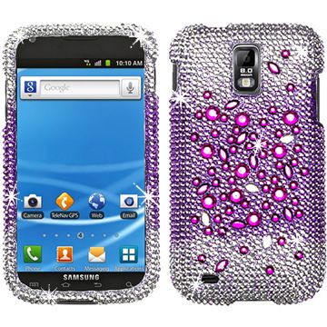 RHINESTONE BLING FACEPLATE HARD CASE COVER SAMSUNG GALAXY S 2 II 