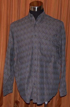 JHANE BARNES GRAY BLUE GREEN COTTON LS SHIRT MENS LARGE  