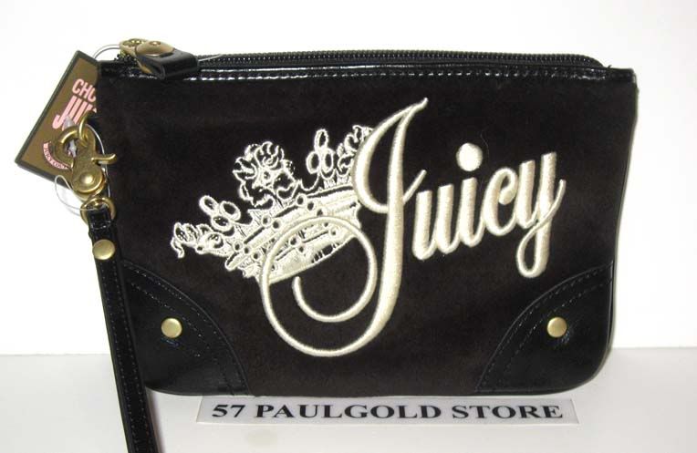 NWT JUICY COUTURE BLACK VELVET LARGE WRISTLET~WITH JUCIY COUTURE CROWN 