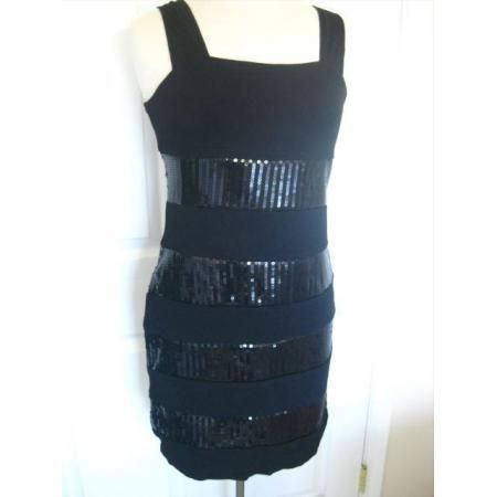 Vivienne Tam black mini dress tank sequins sparkle party M medium NWT 
