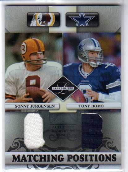 2007 LEAF LIMITED SONNY JURGENSEN TONY ROMO DUAL JERSEY 087/100  