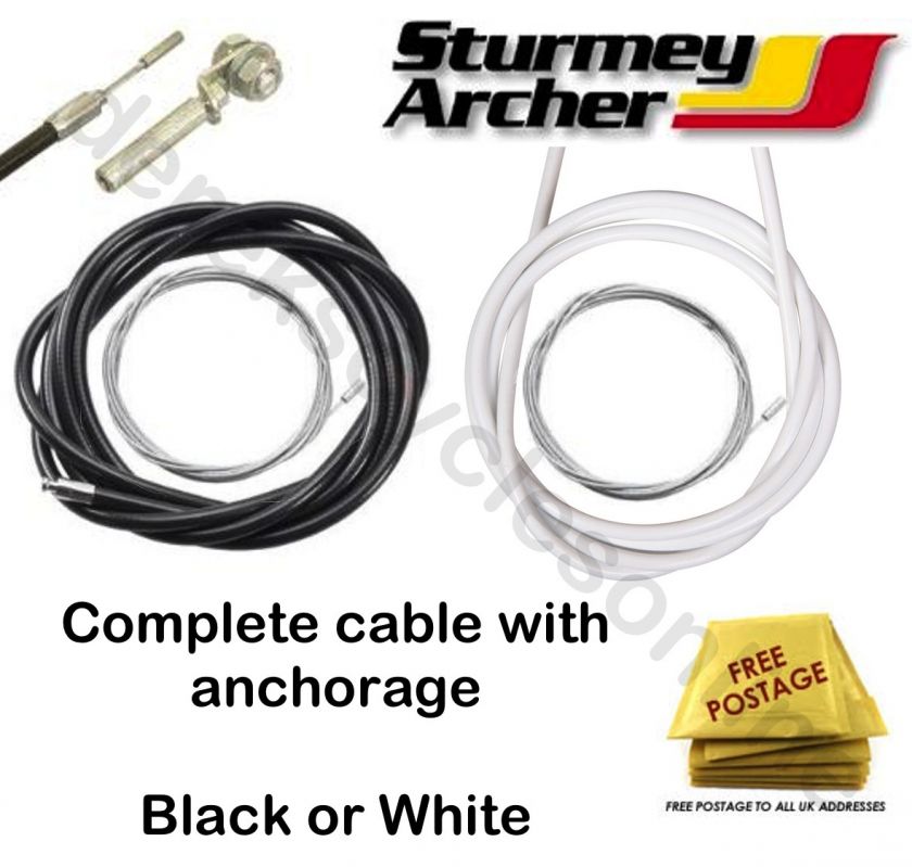 Gear Cable for Sturmey Archer 3 Speed Hub   Black or White   Complete 