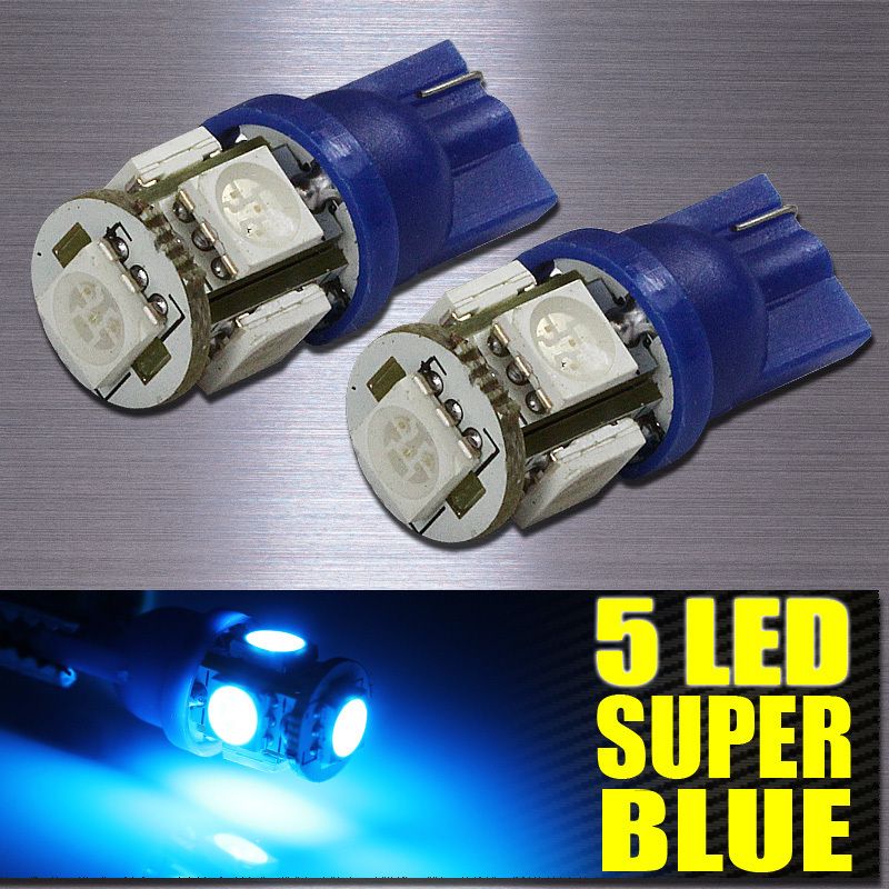 2X BLUE T10/194 SMD LICENSE PLATE LIGHT BULBS 5 LED 12V  