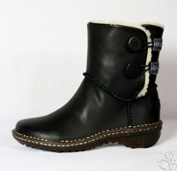 UGG Australia Lillie Black Leather Womens Winter Boots New 3336  