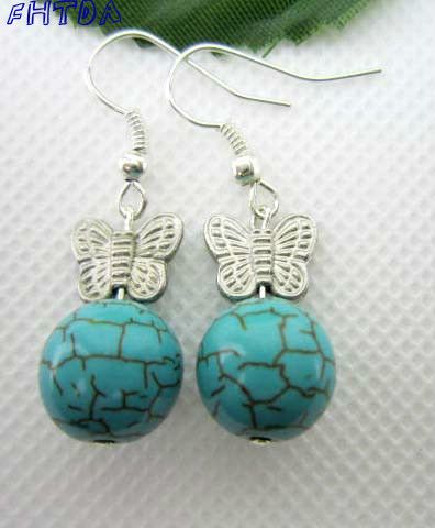 BEAUTIFUL tibet Turquoise EARRINGS #28  