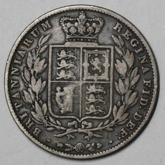 1845 YOUNG HEAD Victoria SILVER 1/2 HALF CROWN NICE GRADE  