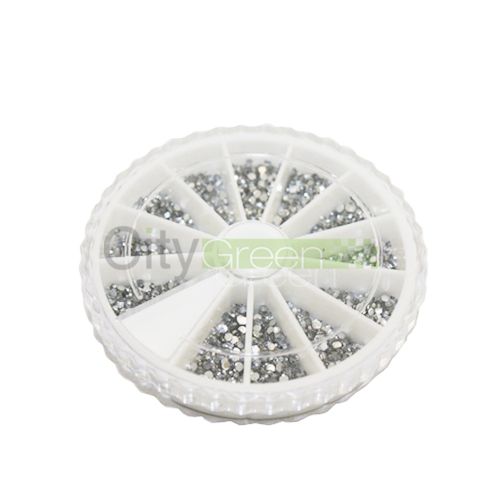 1800 Pcs 1.5mm Nail Art Rhinestones Deco Glitters Round Wheel Case 