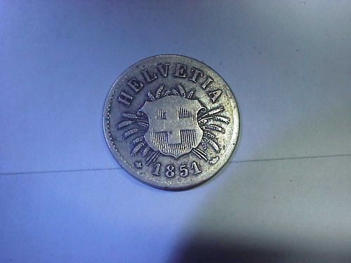 RARE 1851 BB Switzerland 5 Rappen Billon U GRADE  