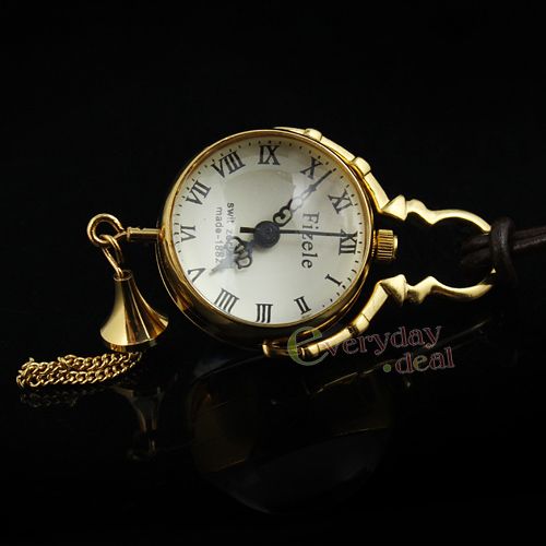 Unique Gold Ball Glass Pendant Lady Pocket Watch Chain  