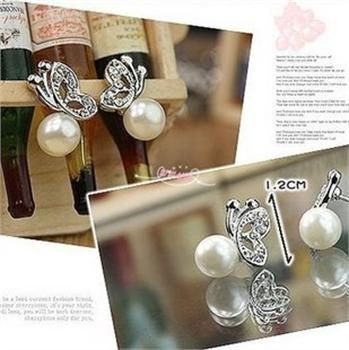   Alloy Pearl Butterfly Stud Earrings & Necklace x64 great gift  