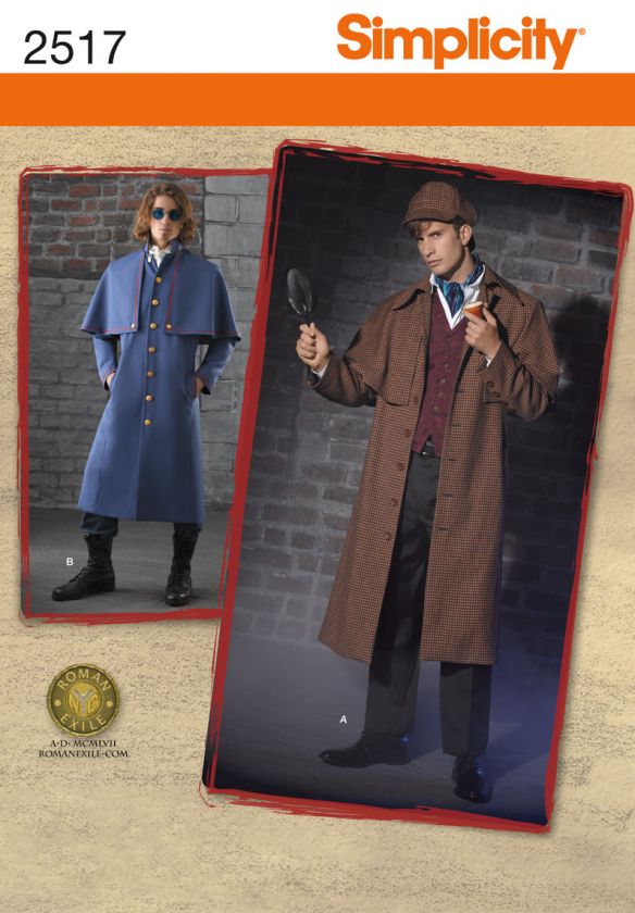   GreatCoat Hat Mens Simplicity Pattern 2517 Victorian Era Coat w Cape