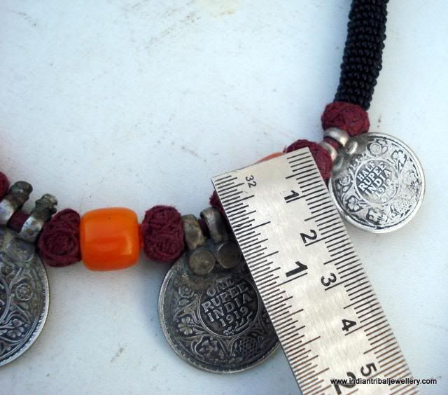 vintage antique old silver coin pendant necklace indian  