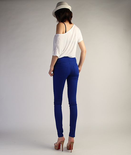 MOGAN Colored HIGH WAISTED Power SKINNY JEANS Yoke Stretch Stylish 