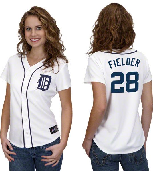 Prince Fielder Womens Jersey Womens Majestic Home White #28 Detroit 