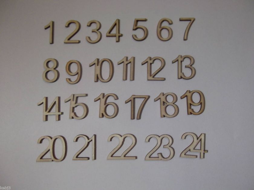   Numbers 1   24 ADVENT Calendar 2cm tall Laser cut Words also available