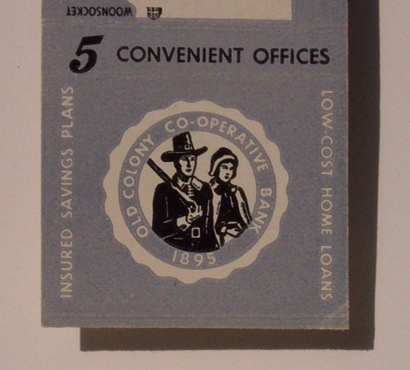 1960s Old Colony Bank Pawtucket Matchbook Woonsocket RI  