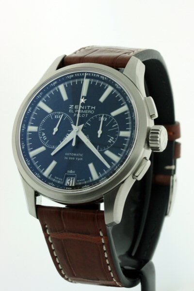 NEW ZENITH EL PRIMERO PILOT STEEL 36000 VPH 03.2117.4002 AUTOMATIC 