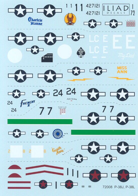 Iliad Decals 1/72 LOCKHEED P 38J P 38L LIGHTNING Fighters  