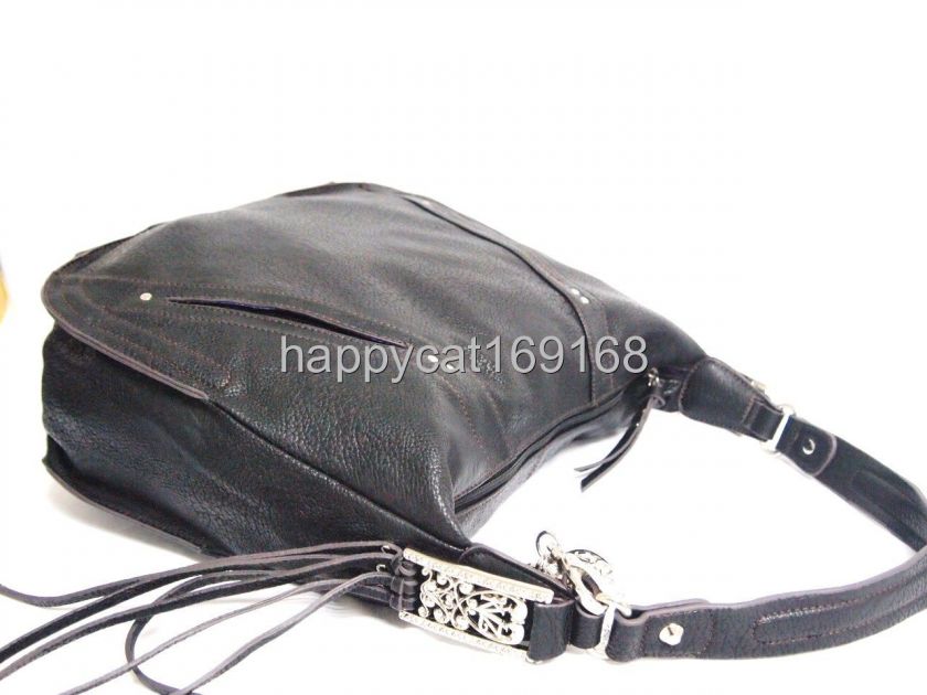   VanZeeland Luxury ZipTop SlouchyHoboBag w/Tassel Details Black kv 394