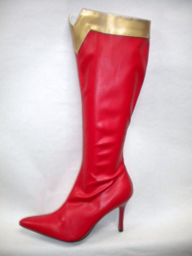 Red Wonder Woman Super Hero Costume Drag Queen Boots 11  