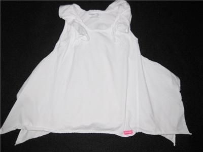 Naartjie Asymmetrical White Top Cropped Capri Ruffles 6 EUC  