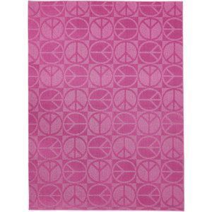 4X6 Peace Sign Rug, Pink  