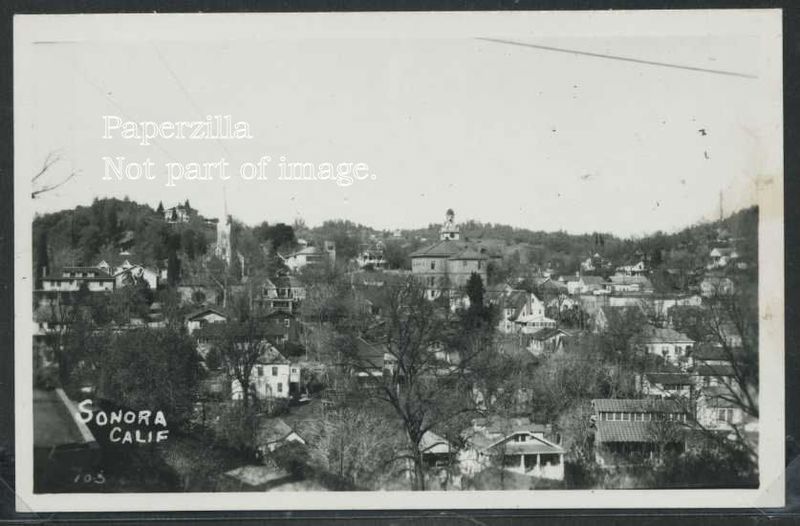 CA Sonora RPPC 40s TOWN VIEW Buildings Tuolumne County  