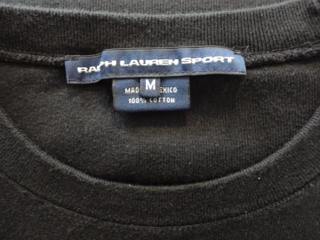 RALPH LAUREN SPORT POLO Black / Blue Logo Short Sleeve Cotton Shirt sz 