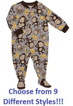   CARTERS BOYS FOOTED FOOTY COZY FLEECE PAJAMAS 5T 9 STYLES  