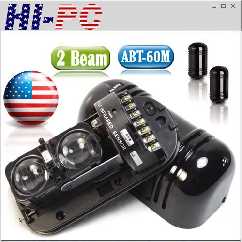 ABT 60m Two Beam Photoelectric Infrared Detector Home Security Alarm 