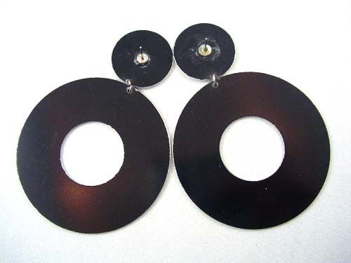 FUNKY Vtg RUNWAY FASHION CLOCK Earrings HUGE  