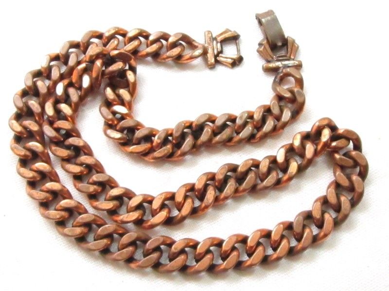 Vintage Heavy 62g 2tone Copper Thick Chain NECKLACE*17  