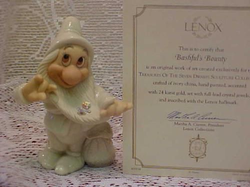 LENOX SNOW WHITE S BASHFUL BOUNTY FIGURINE NEW OLD STOCK MINT COA/ MIB 