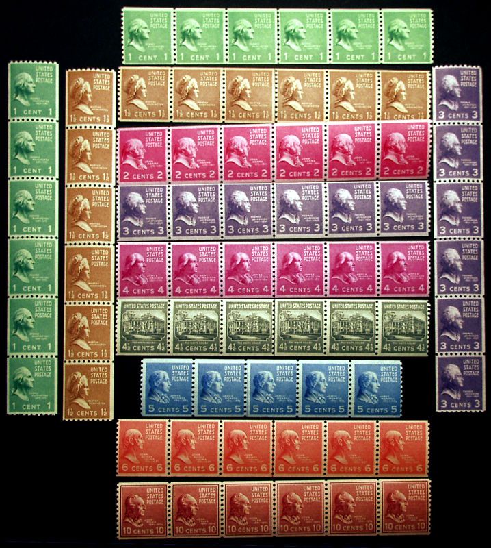 839 #851 1939 Perf 10 Coil Line Set XF MNH 12 items  