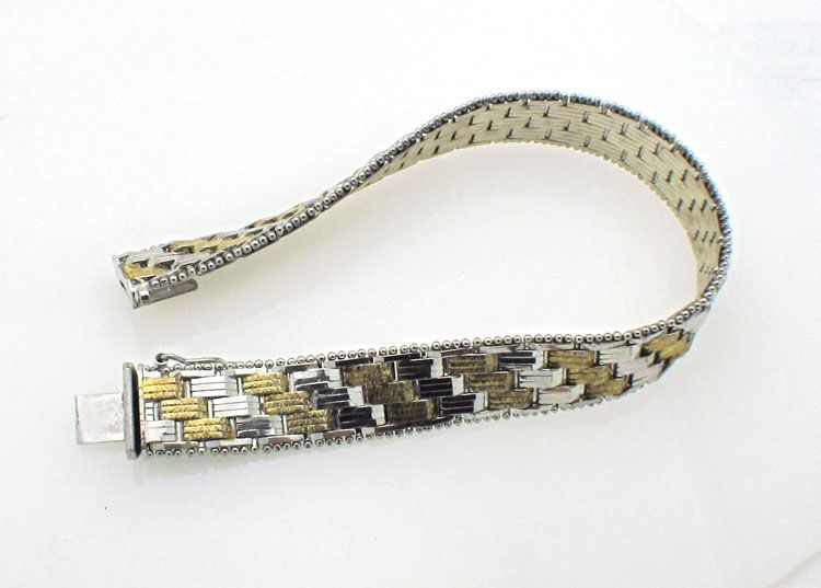 925 Sterling Silver Mesh Bracelet MILOR Italy Made  