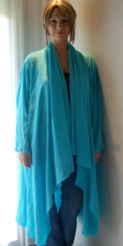 M811 AQUA/JACKET DUSTER LONG ASYM LAGENLOOK MADE 2 ORDER M L 1X 2X 