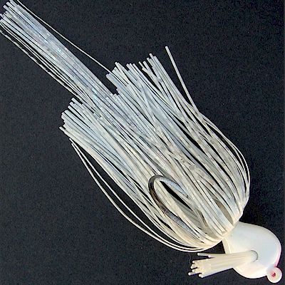 oz Weedless Arkey Jig w/EZ Skirt ~ White w/Red Splash