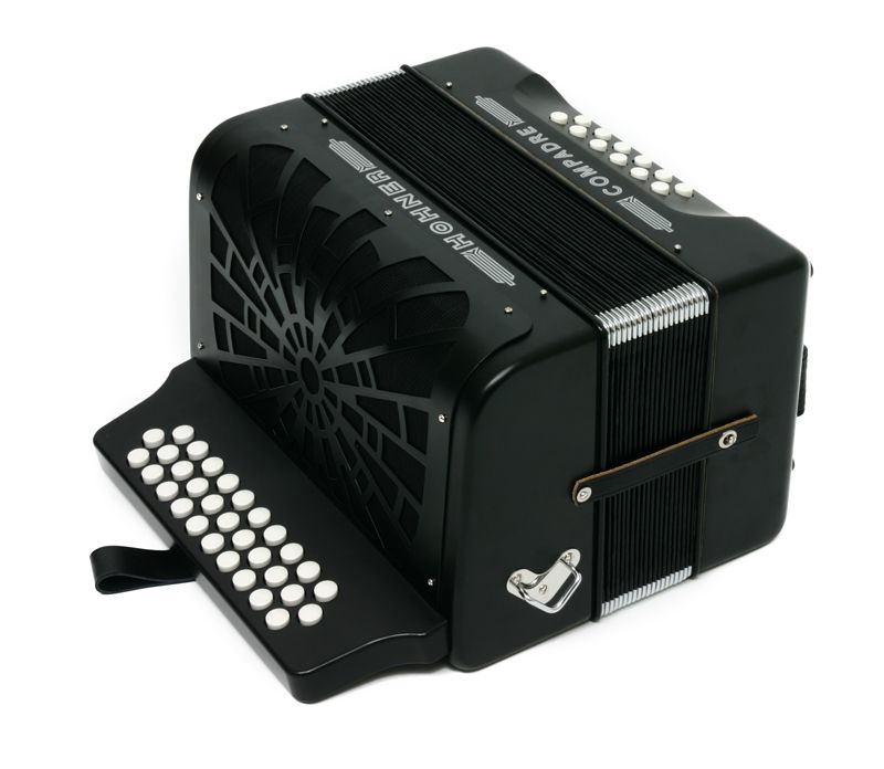 Hohner Compadre Diatonic Accordion F/Bb/Eb Black + Free Rizatti Bronco 