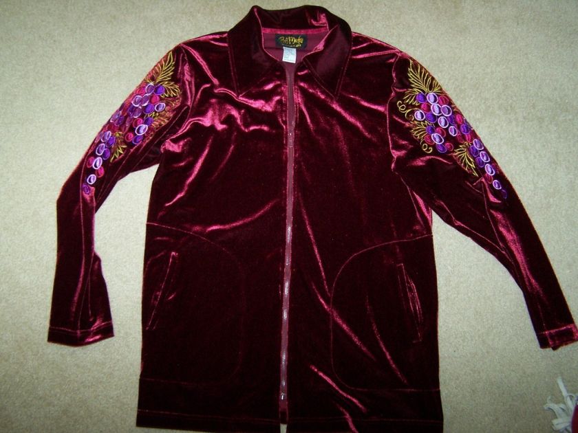 Bob Mackie Wearable Art Velvet Zipper Jacket Big Shirt  