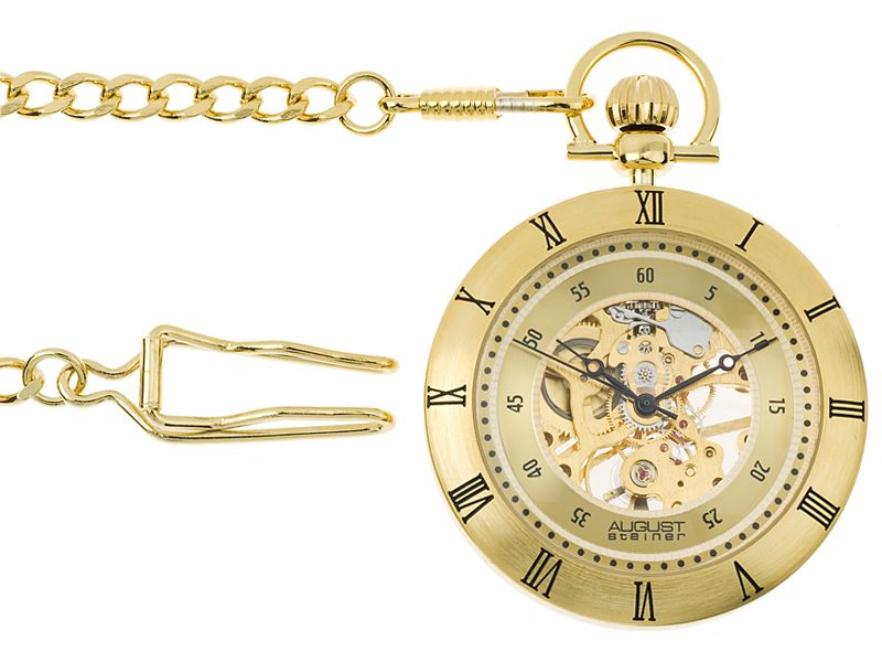   August Steiner Mechanical Gold Tone Pocket Watch ** JTV