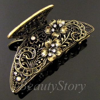 ADDL Item  1 pc rhinestone crystal Antiqued hair claw 