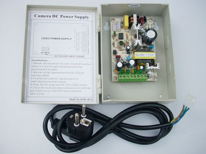 Output 12V DC 2 Amps CCTV Camera Power Supply Box  