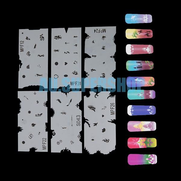 Airbrush Stencils For Nail Art Paint Air Brush Salon  